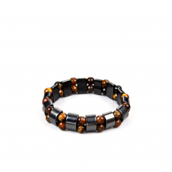 Men's Tiger Eye Pearl Bracelet 6mm Stainless Steel