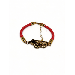 Madagascar Gold Steel Charm Red Cord Bracelet