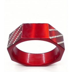 Galalite Lucite Rigid Bracelet with Rhinestones - 1970's