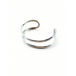 925 Silver Double Ring Open Bracelet Used