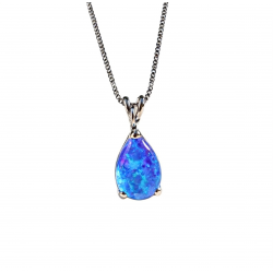 Necklace Pendant lágrima ópalo Blue Crystal Women energía curativa Stone