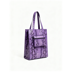 Chic Women's Bag Snake Purple Double Handle Inner Pouch Square Tote