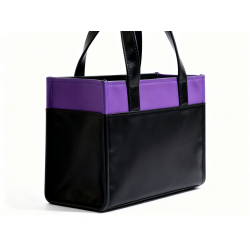 Chic Women's Bag Black Purple Square Tote Inner Bag Handles