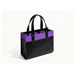 Chic Women's Bag Black Purple Square Tote Inner Bag Handles