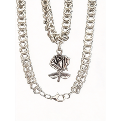 Necklace boxchain pendant with rose pendant