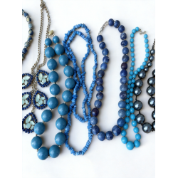 Lot Of 7 Blue Stone And Bead Necklaces