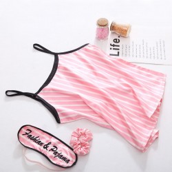 Women's 7-Piece Silk Striped Pajamas - Long Sleeves, Shorts & Camisole - Ice Silk Loungewear Set for All Seasons