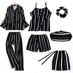 Factory Direct Women's 7-Piece Rayon Silk Pajama Set - 4-Season Wear Camisole & Shorts Loungewear