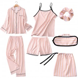 Factory Direct Women's 7-Piece Rayon Silk Pajama Set - 4-Season Wear Camisole & Shorts Loungewear