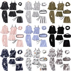 Factory Direct Women's 7-Piece Rayon Silk Pajama Set - 4-Season Wear Long Sleeve & Pants Loungewear