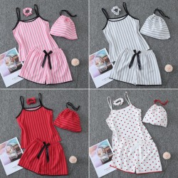 OZON Summer Thin Pajamas - 7-Piece Set (Women's Camisole, Vest & Shorts + Kids' Outfit)