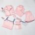 New 7-Piece Women's Silk Pajama Set - Long Sleeves, Shorts & Camisole - European & American Style - All-Season Wear