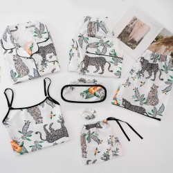 Factory Direct Women's 7-Piece Silk-Like Rayon Pajama Set - 4-Season Wear Camisole & Shorts Loungewear