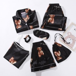 7ps New Style Women's Faux Silk Pajama Set - Fashionable 7-Piece Design - Spring/Autumn - All-Season Wear