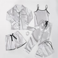 WB Direct Kids' 7-Piece Faux Silk Pajamas - Camisole & Shorts Style for Girls, All-Season Wear