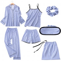 Factory Direct Women's 7-Piece Rayon Silk Pajama Set - 4-Season Wear Long Sleeve & Pants Loungewear