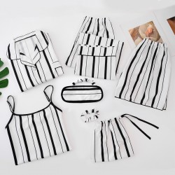New Factory Direct Women's 7-Piece Silk-Like Rayon Pajama Set - 4-Season Wear Silk Loungewear