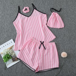 Summer Factory Direct Women's Bubble Crinkle Cotton Pajama Set - Adjustable Camisole & Shorts Loungewear