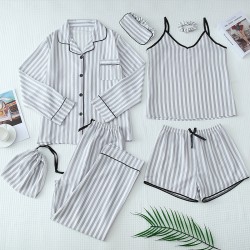 OZON Factory Direct Women's 7-Piece Bubble Wrinkle Cotton Pajamas - Camisole & Shorts Style, All-Season Wear