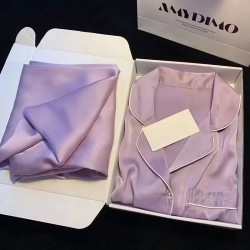 New Silk-Like Ice Silk Women's Pajama Set - Spring Autumn Long Sleeve & Summer Thin Style, Air-Conditioned Room Loungewear