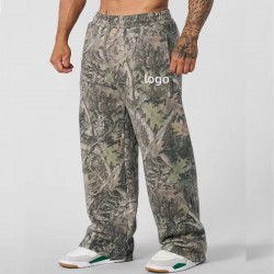 High Quality Casual Oversize Camouflage Pants Streetwear Real Tree Camo French Terry Wide Leg Sweatpants for Men