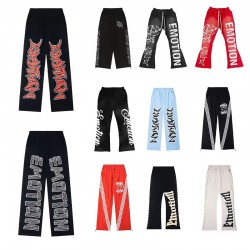 High Quality Embroidery Rhinestone Setting Craft High - Street Trendy Long Pants MIXED EMOTION Retro Loose Pants for Men Jul 11