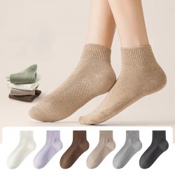 Women Breathable Cotton Ankle Socks Solid Color Soft Autumn Winter Socks