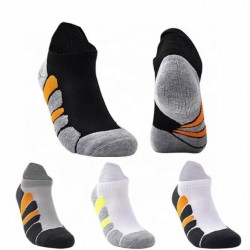 Full Sole Terry Cushion Athletic No Show Socks, Heel Tab Non-Slip Running Socks, Shock Absorbing Sports Socks