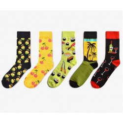 Funny Food Print Crew Socks, Unisex Fruit Sushi Novelty Socks, Hot Selling Casual Trendy Socks 21%