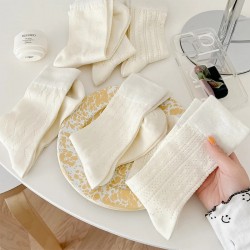 on Stock Ins Style Cream White Girls' Medium Socks Spring and Summer Thin Mesh Breathable Pile Socks for WomenFREE shippingDelivery by Jun 07 33%