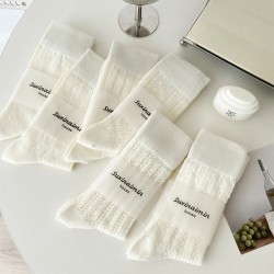 on Stock Ins Style Cream White Girls' Medium Socks Spring and Summer Thin Mesh Breathable Pile Socks for WomenFREE shippingDelivery by Jun 07 33%