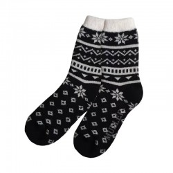 Women's Crew Length Fair Isle Christmas Socks-Double Layer Fuzzy Eco-Friendly Daily Use Socks for Holiday Comfort