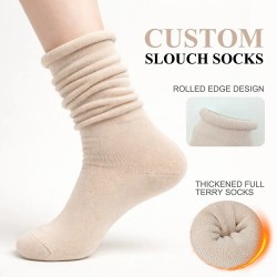 certified Soft Roll Top Slouchy Thick Socks Women Raw Edge Slouch Socks 20%