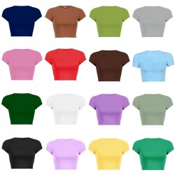 Y2k Summer Female Crop Top Plain Cotton Graphic T-Shirt Woman Baby Tees