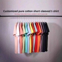 Women's Short-Sleeve T-Shirt Printed Combed Cotton Loose Fit Summer High-End Round-Neck Tops