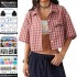 Women Plaid Shirt Button Down Vintage Polo Neck Tee Shirts Short Sleeve Crop Blouses Preppy Style Clothes for Summer