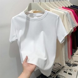 Basic Blanks White Luxury T-Shirt Cotton T-Shirt T-Shirt Baby Tees Crop Tops for Women
