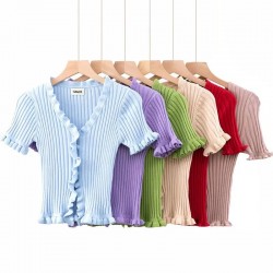 Design & Women Sweater Short Sleeve Knitwear Fashion Spring Summer Knitted Jumper Cardigan Sweater Women