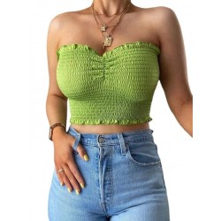 New Solid Color Summer Wrap Chest All-match Bottoming Shirt Women's Cropped tank Top