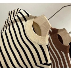 Women's Half Turtleneck Striped Short Sleeve Crop Top Slim Fit Soft Breathable Knitted Blouse Casual Wear Multi-Color