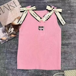 Women's Y2K Summer Designer Casual Short Tank Top Breathable Knitted with Front Letter Print