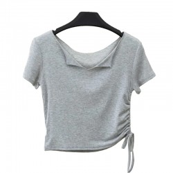 High Quality Women's Summer Fashion Short Style Printing Blank Short Sleeve Shirts