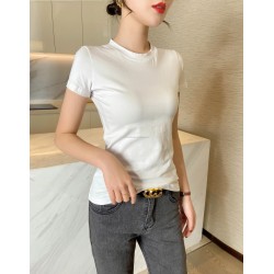 Women's T-Shirt Tops T-Shirts Breathable Knitted Cotton Basic Plain Design Casual 3D Print