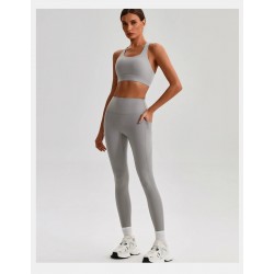 Naked Feel High Waist Yoga Leggings For Women Four-Way Stretch Solid Quick Dry Breathable Running Workout With Side Pockets shipping180-day lowest