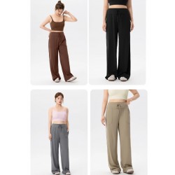High Stretch Yoga Wide Leg Pants Women Flattering Fit Drawstring Waist for Yoga and Fitness Yoga Active