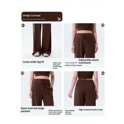 High Stretch Yoga Wide Leg Pants Women Flattering Fit Drawstring Waist for Yoga and Fitness Yoga Active