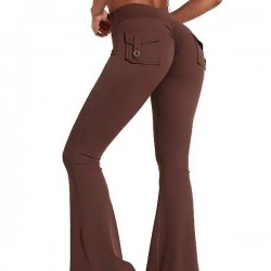 Women's Solid High-Waist Flared Leg Yoga Pants Quick Dry Spandex/Nylon Ankle-Length Summer Fitness Exercise
