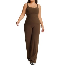 Women's 2-Piece Yoga Gym Fitness Wear Sets Long Sleeve Deep V Neck High Waist Pants Running Workout Yoga Sets