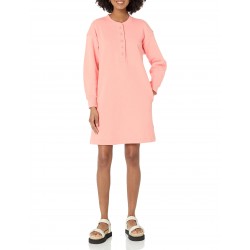 Women's Long Sleeve Knit Henley Sweatshirt Dress (Available in Plus Size)
