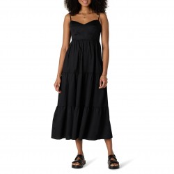 Women's Fit and Flare Empire Waisted Cotton Sateen Tiered Maxi Dress